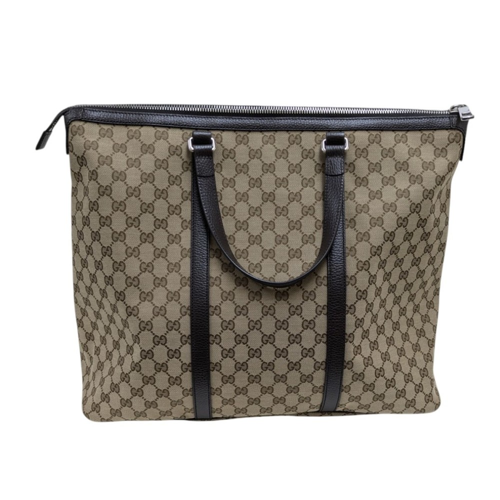 Gucci Green Brown Bag Canvas Khaki Tote - Picture 4 of 7